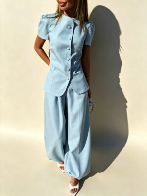 Jacket Top And High-waisted Casual Trousers Womens Suit