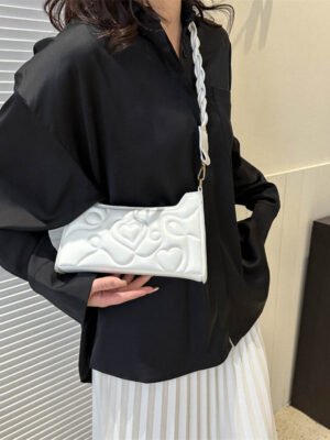 Solid Color Fashion Underarm Pleated Portable Trendy Women's Small Square Bag
