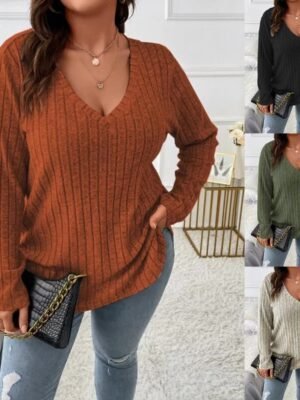 Fashion V-neck Long-sleeved T-shirt For Women