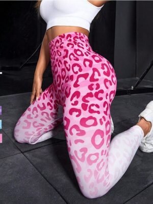 Seamless Cheetah Yoga Pants Tight High Waist Hip Lifting Female