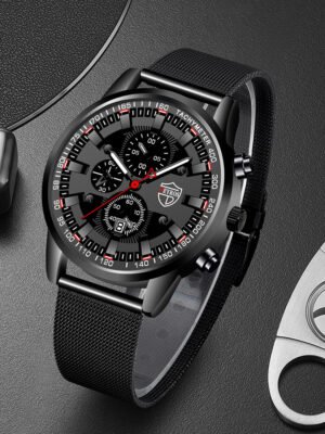 Stainless Steel Mesh Strap Men's Watch Fashion Luminous Calendar
