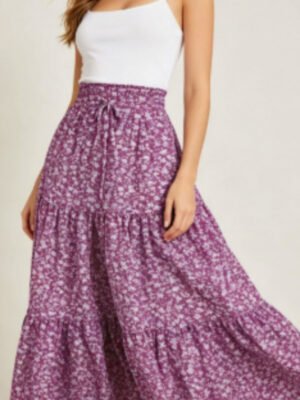 High-waisted A-line Skirt Bohemian-style Printed Flared Skirt