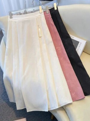 Fashionable New Chinese Style Jacquard Pleated Skirt