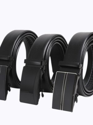 Men's Fashion Automatic Buckle Litchi Pattern Belt
