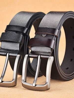 Mens Retro Pin-Clasp Day-Clasp Leather Belt