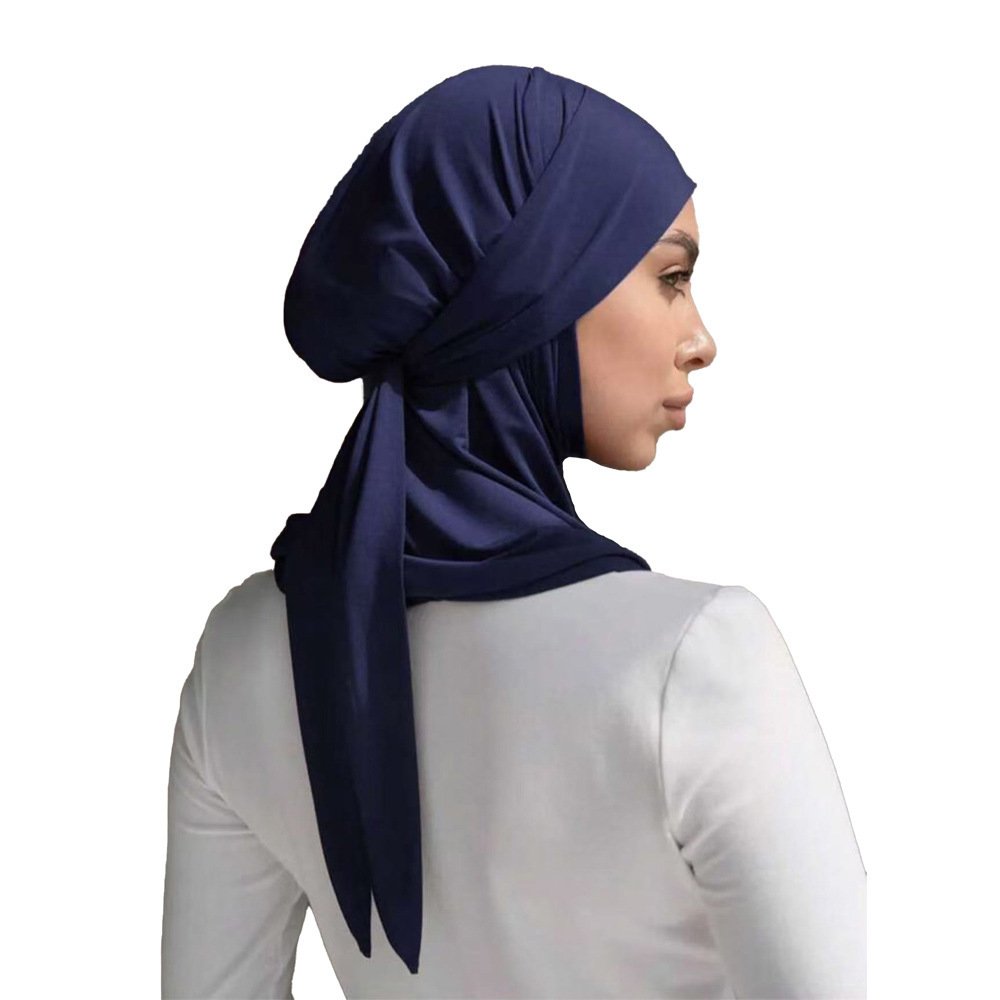 Solid Color Convenient Strap Headscarf Suit ā Image 2