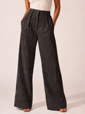 2026 European And American Women's Clothing Amazon Independent Station Casual Fashion Striped All-match Wide Leg Loose Trousers Trousers