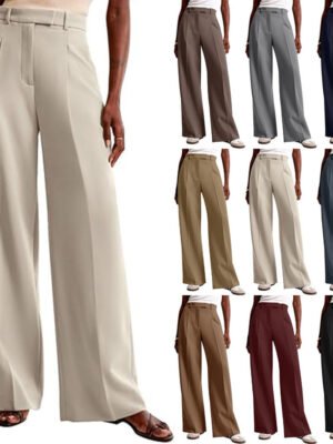 Amazon High Waist Drape Solid Color Wide Leg Pants Foreign Trade Europe And The United States Loose Casual Straight Tube Women's Business Suit Pants Women