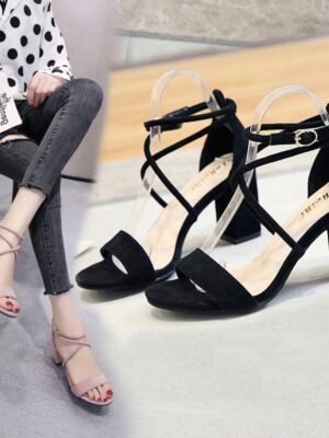 Women's Cross Strap Roman High Heels