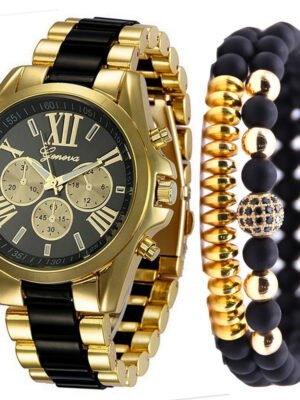 Fashion Simple Fake Three-eye Steel Belt Quartz Watch