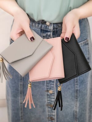 Short Women's Korean-style Tassel Small Wallet Simple Square Women's Coin Purse