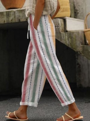 2026  New Women's Clothing Regular Drawstring Flap Pocket Pants Casual Pants Multi-Color Digital Printing Women's Pants