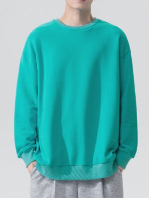 Round Neck Sweater Solid Color Couple Loose Velvet Hoodie