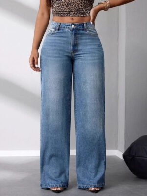 Fashionable Womens Slimming Wide-leg Denim Pants