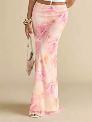 Cream-yellow Floral Mermaid Dress Elegant And Sexy