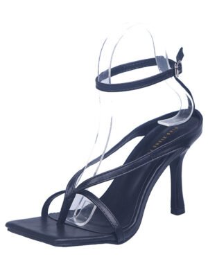 One-Line Buckle Stiletto Square Toe High Heels
