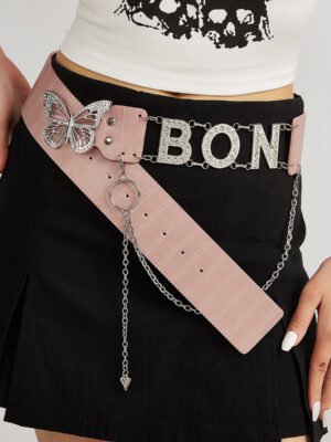 American Retro Decoration Butterfly Drill Buckle Personality Belt