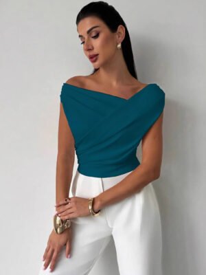 Fashion Personality Solid Color Sleeveless T-shirt For Women