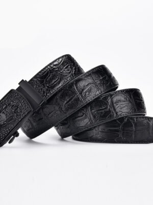 Leather Belt Men's Business Print Automatic Buckle