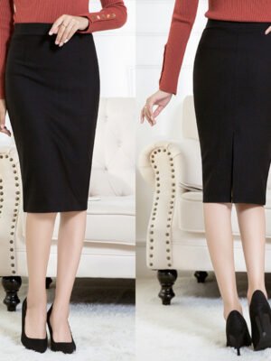 Womens High-waisted Midi Skirt With A Slit