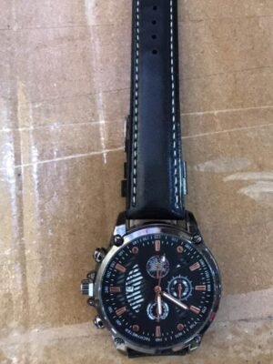 Men's Leather Strap Sports Pointer Quartz Watch