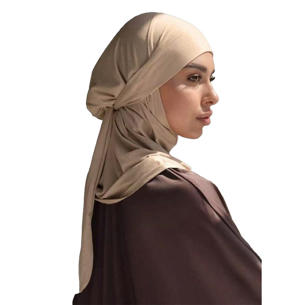 Solid Color Convenient Strap Headscarf Suit ā Image 4