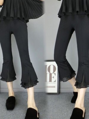 Spliced Mesh Cutout Versatile Casual Pants