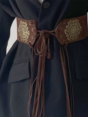 Women's Leather Wide Waist Seal Pin Buckle Elastic Body Shaping Decorative Belt