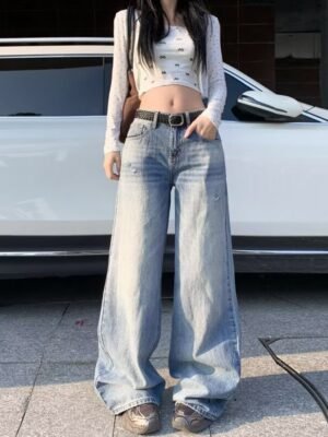 Loose-fit Figure-flattering Distressed Floor-length Casual Pants