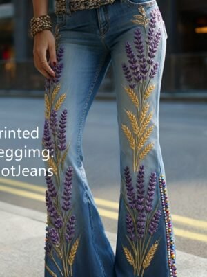 Comfortable And Simple Women's Wide-leg Pants, Floral Print Trousers