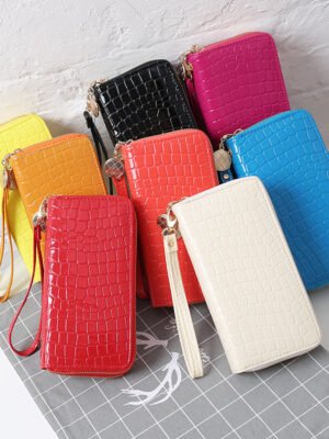 Women's Solid Color Double Zipper Multiple Card Slots Large-capacity Wallet