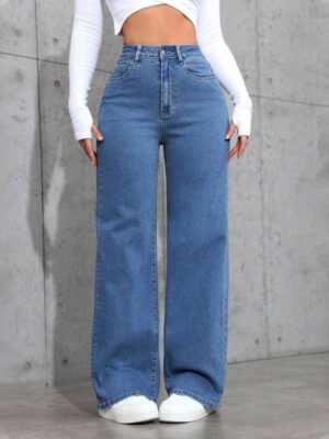 Autumn New Style Casual High-Waist Wide-Leg Denim Jeans For Women