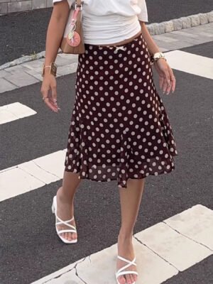 Elegant Fashionable Casual Figure-hugging Polka-dot Skirt