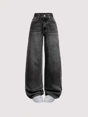 Loose-fitting Straight-leg Casual Denim Pants For Girls