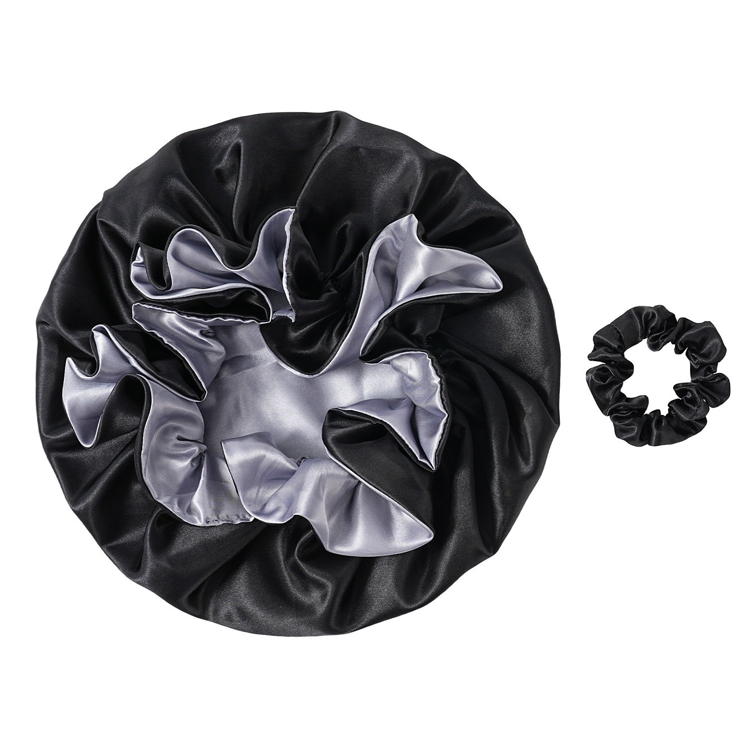 Satin Silk Sleeping Cap Womens Double-layered With Large Lace Trim Made Of Sateen – Image 4