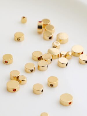 14K Gilded Glossy Round Cake Spacer Beads