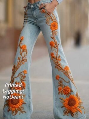 Comfortable And Simple Women's Wide-leg Pants, Floral Print Trousers