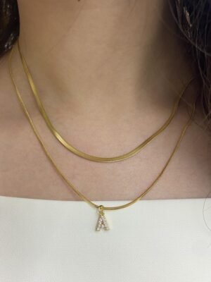 Micro-inlaid Letter Necklace Blade Flat Snake Bones Chain