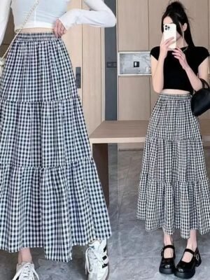 Figure-flattering Hip-covering Wide A-line Tiered Skirt