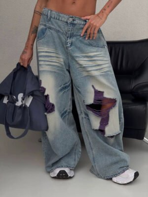 Women's Heavy-duty Color-blocked Trendy Jeans