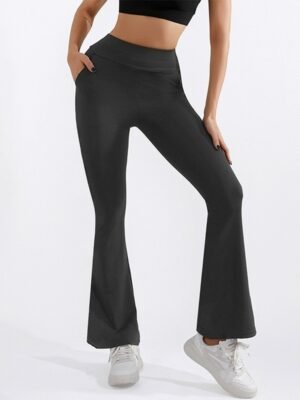 Women's High Waist Hip Lift Stretch Brushed Pocket Shark Pants