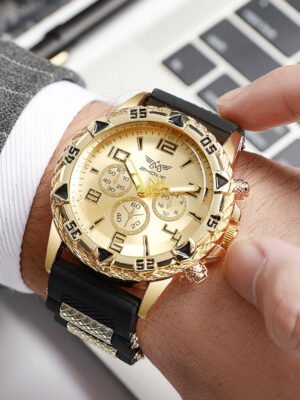 Watch Silicone Band Blue Light Glass Men's Watch