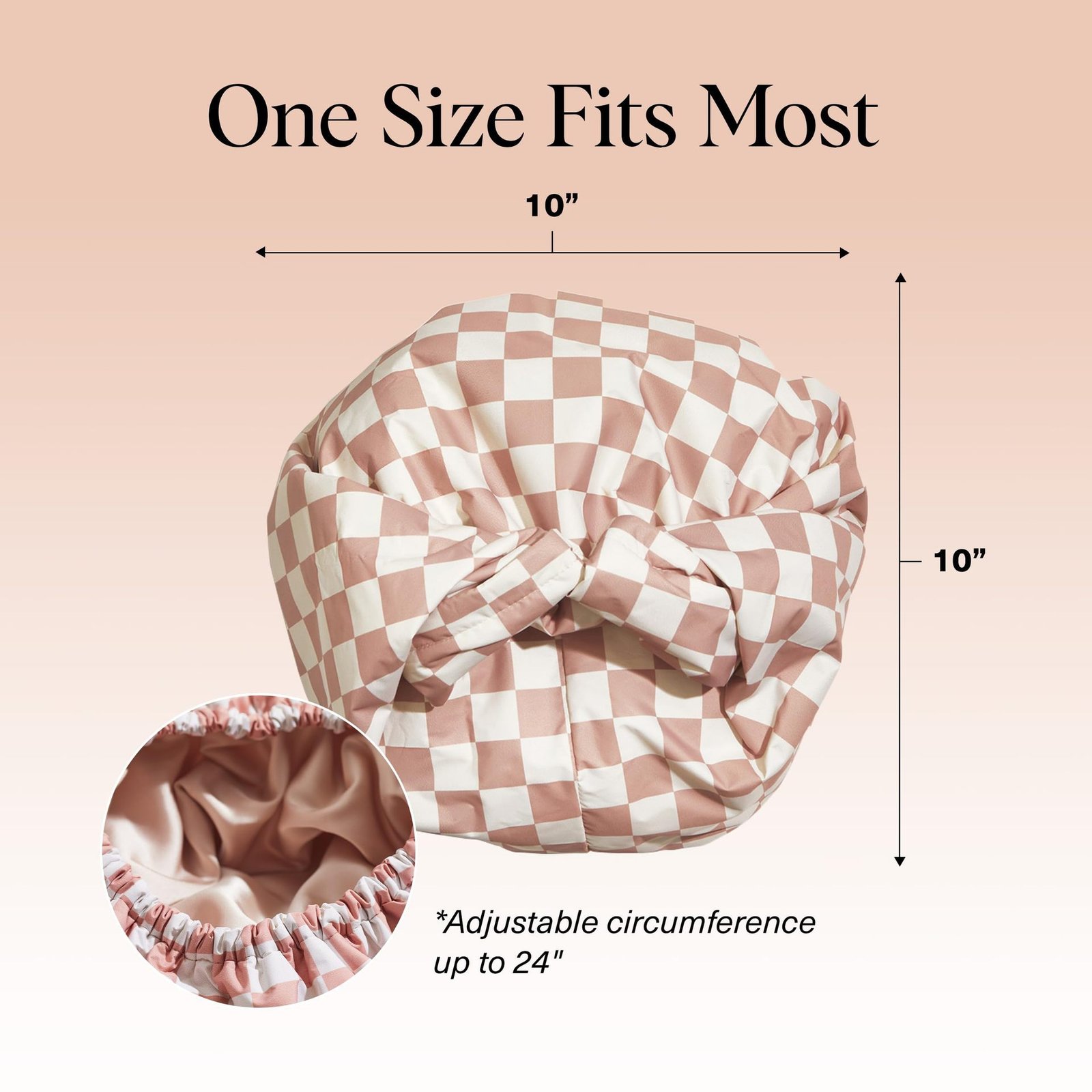Three-layer Waterproof Shower Cap Lined With A Plaid Pattern ā Image 4