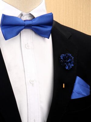 Mens Bow Tie, Pocket Square, And Brooch Gift Set