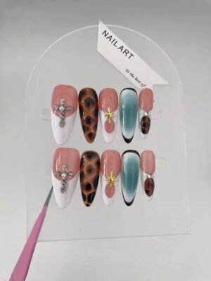 Autumn And Winter Blooming Hand-painted Maillard White Elegant High-end Long Handmade Wear Manicure