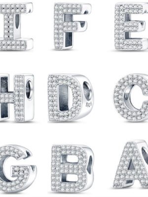Twenty-six Letter Beads White Copper Silver Plated Beaded Braceletnecklace Ornament