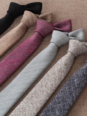 Solid Color Korean Style Narrow Cotton Men's 6cm Formal Wear Business Casual Wedding Tie