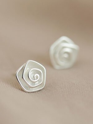 S925 Sterling Silver Spiral Flower Sterling Silver Stud Earrings