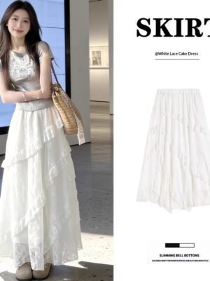Summer New Arrivals Patchwork Twill Lace Skirt