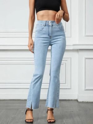 Cross-border European And American Fashion, Amazon-style, Trendy, And Unique TK Women's Denim Pants With A Slit